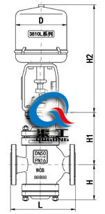 電動雙座調(diào)節(jié)閥配3810L執(zhí)行器尺寸圖 電動雙座調(diào)節(jié)閥配3810L執(zhí)行器尺寸圖