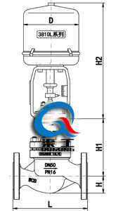 電動套筒調(diào)節(jié)閥配3810L執(zhí)行器尺寸圖 電動套筒調(diào)節(jié)閥配3810L執(zhí)行器尺寸圖